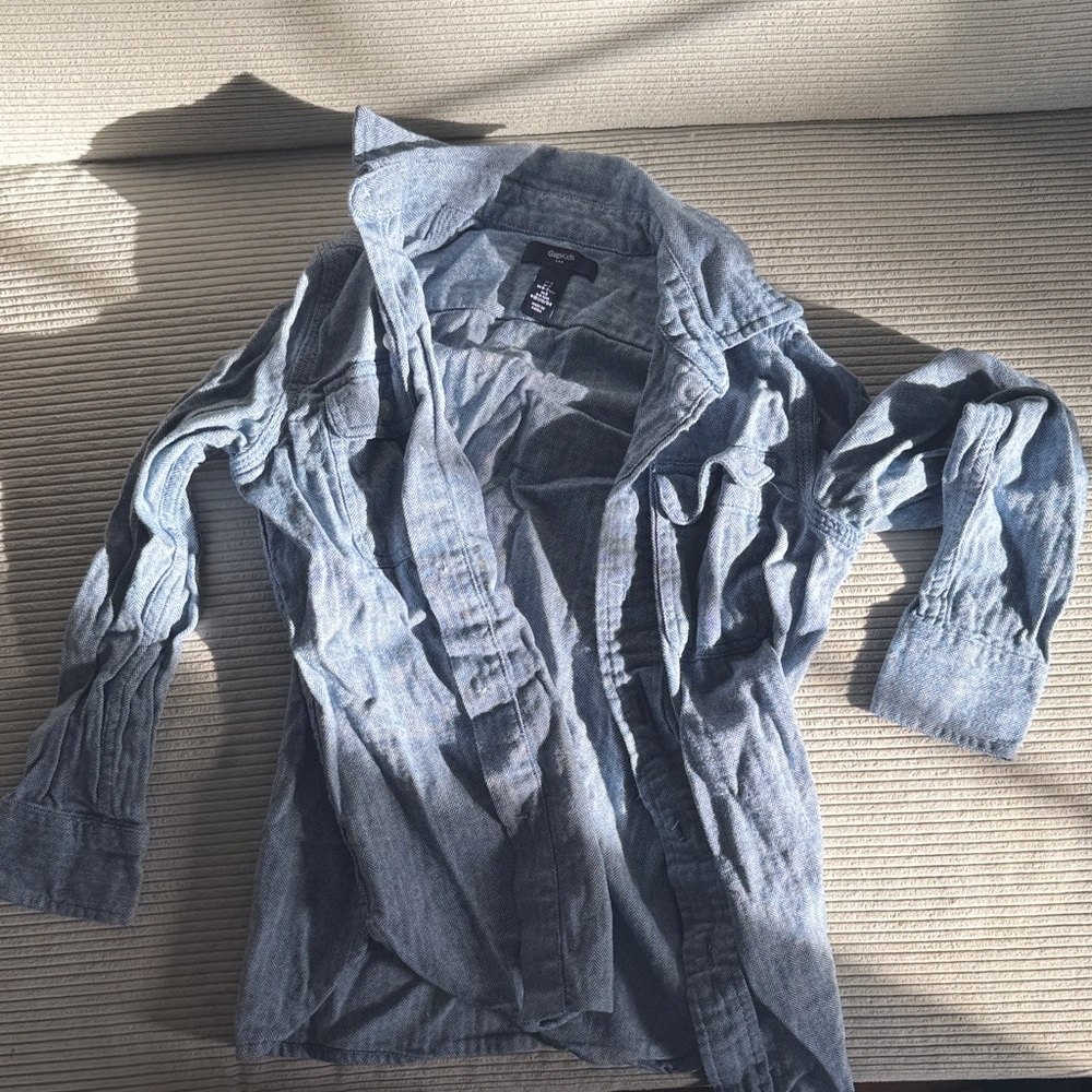 GAP Kids Light Blue Herringbone Shirt